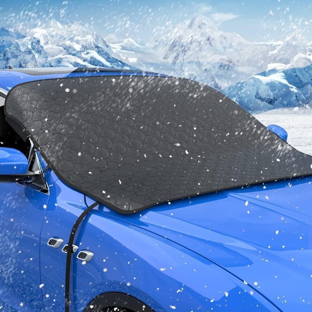 Windshield Cover for Ice and Snow Thickened Windproof Winter Cover with Hooks
